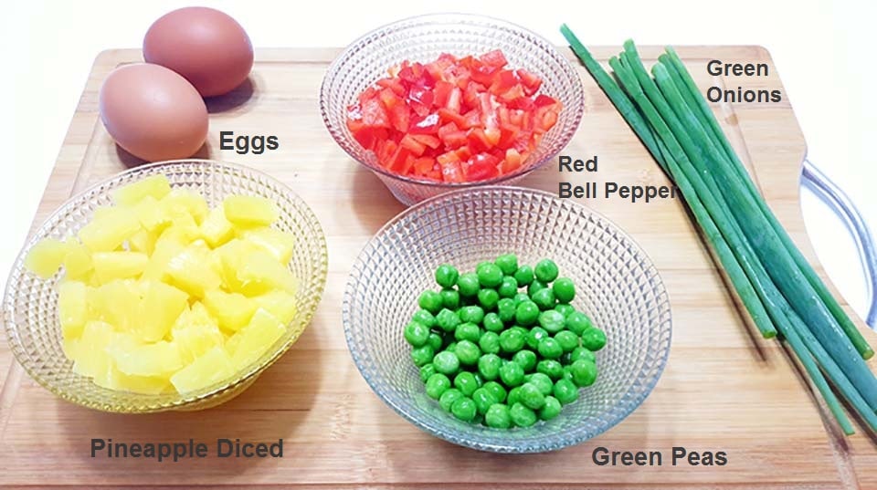 Ingredients for pineapple fried rice